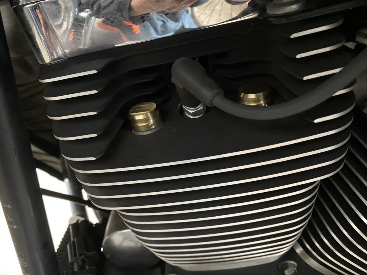 ハーレー　ヘッドボルトカバー　4個セット！　プラグ横　真鍮　BRASS ツインカム 88 などに！ | ツインカム ヘッドボルトカバー プラグ バイク Specialties