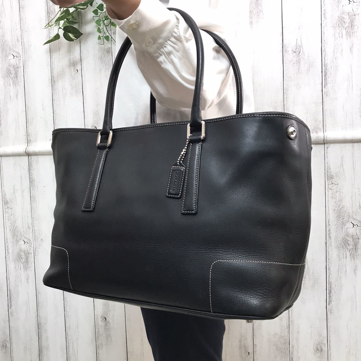 1円【美品】コーチ coach トートバッグ ハンドバッグ 肩掛け可能 