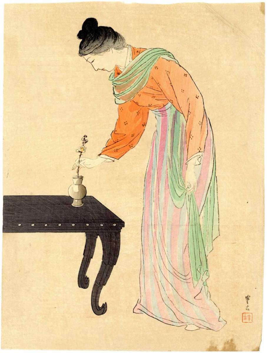 梶田半古 口絵 木版画 輝方 清方 英朋 美人画 綿絵 絵画 日本画 美術 古書 和本 鏑木清方と鰭崎英朋 近代文学を彩る口絵 ―朝日智雄コレクション