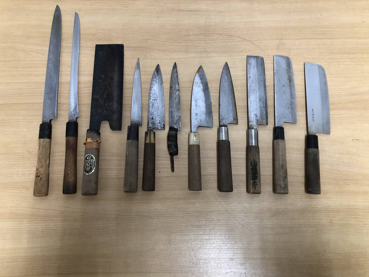 57)和包丁 刺身包丁 菜包丁 柳刃 麺切り包丁 出刃包丁 水牛柄 11点 