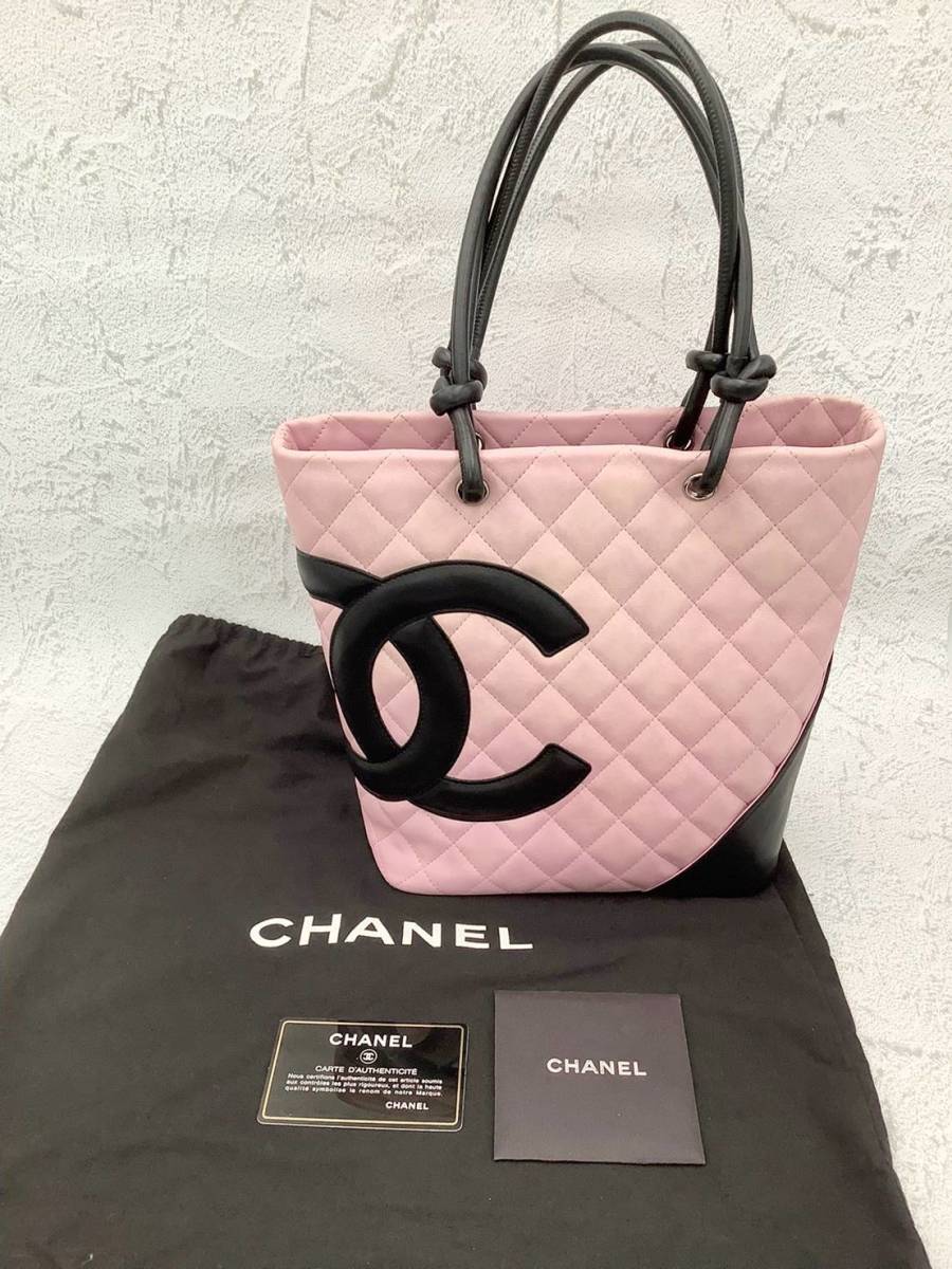 ◇バッグ◆CHANEL シャネル カンボン ココマーク ハンドバッグ ピンク系統 カード付