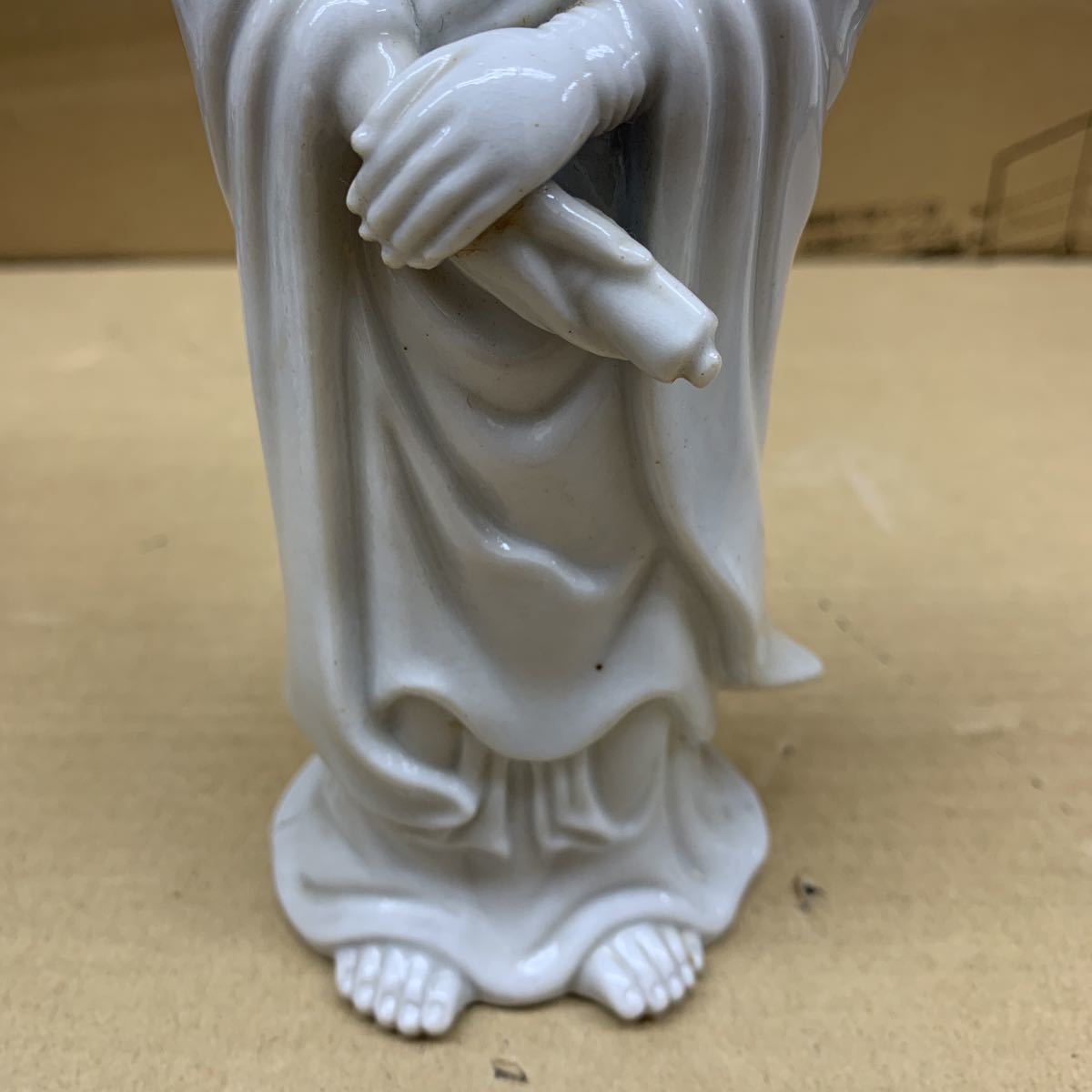 九谷焼 白磁 観音像 立像 約40cm 観音菩薩 仏教美術 縁起物 置物 工芸品 仏教美術 九谷 観音 菊仙 白磁 Yahoo!オークション - A016 九谷焼 九谷