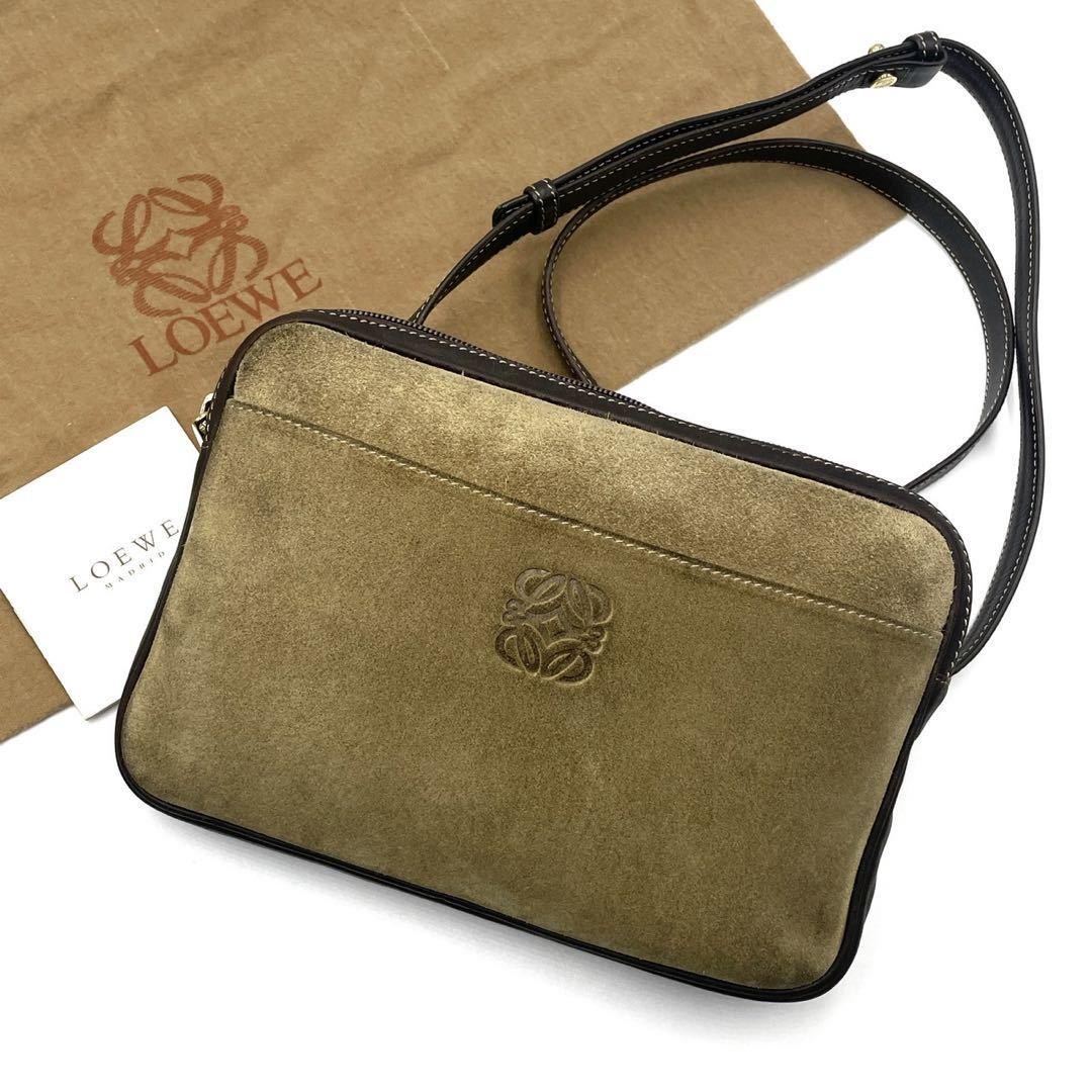 美品】ロエベ LOEWE アナグラム ショルダーバッグ スエード スエード 