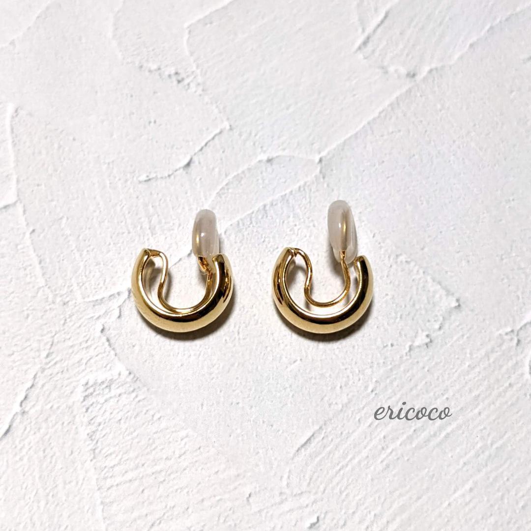 no.54 miniフープイヤリング　ゴールド　ノンホール_2