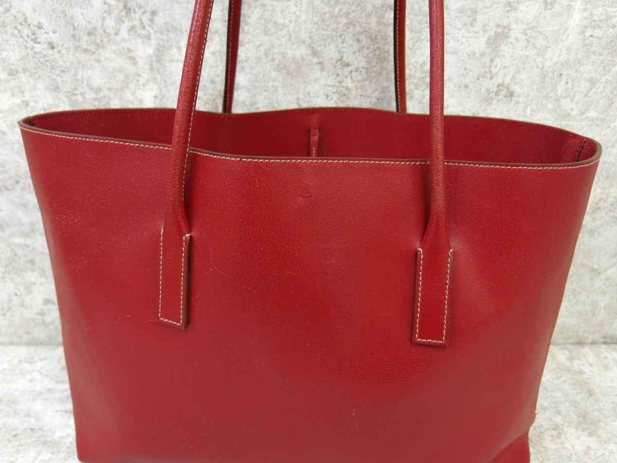 □美品□PRADA プラダ□カーフ レザー 本革□トート バッグ□赤 
