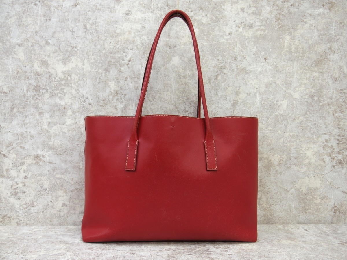 □美品□PRADA プラダ□カーフ レザー 本革□トート バッグ□赤 