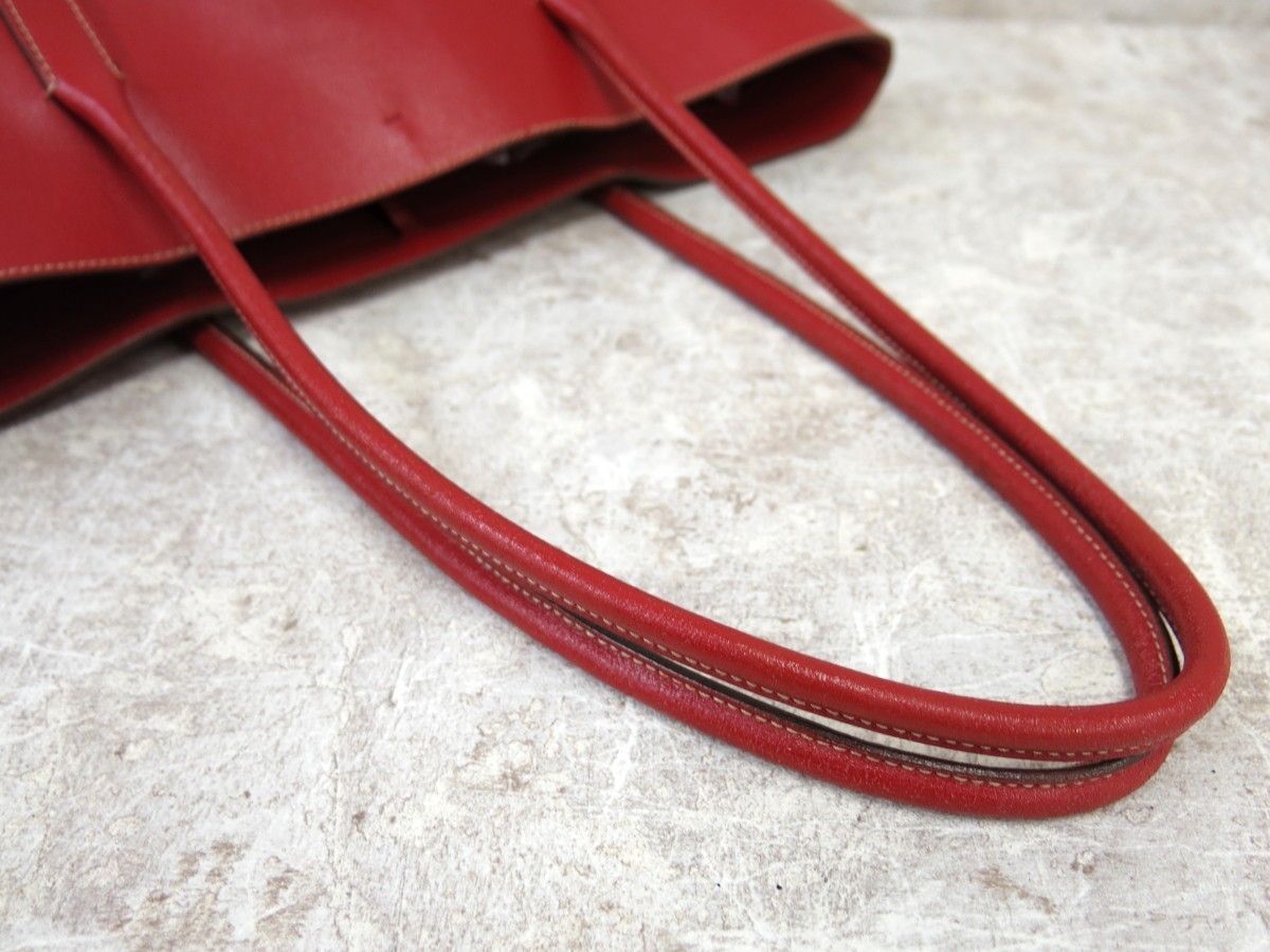 □美品□PRADA プラダ□カーフ レザー 本革□トート バッグ□赤 