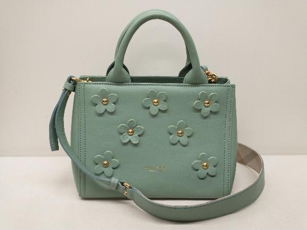 BLUE LABEL CRESTBRIDGE トートバッグ ショルダーバッグ 2WAY レザー フラワーモチーフ レディース ライトグリーン系 日本製