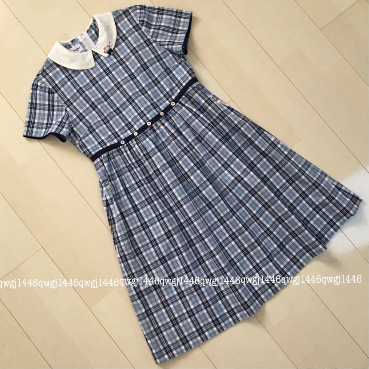 ファミリア 白衿ワンピース 140cm 半袖ワンピース フォーマル 受験 面接 学校訪問 お出かけ着 おしゃれ着 女の子 女児 キッズ familiar