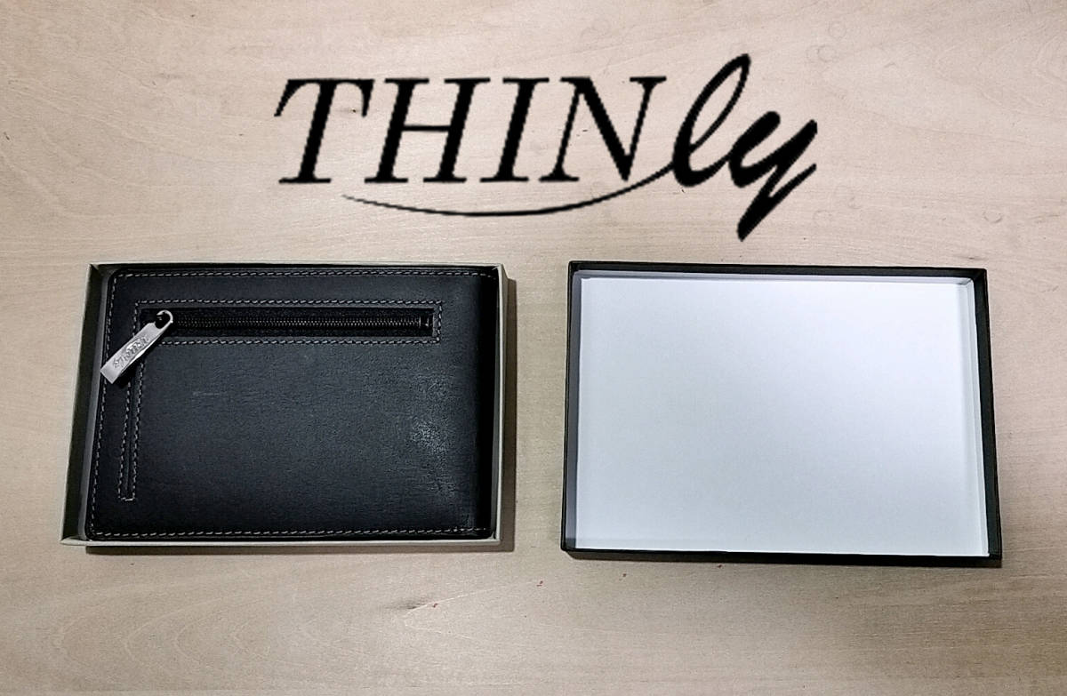 送料込 新品 THINly 小銭入れ付札入れ(大) SL-B-S04 ブラック 黒色 /関連: スィンリー カードをたくさん入れても薄い財布 コンパクト