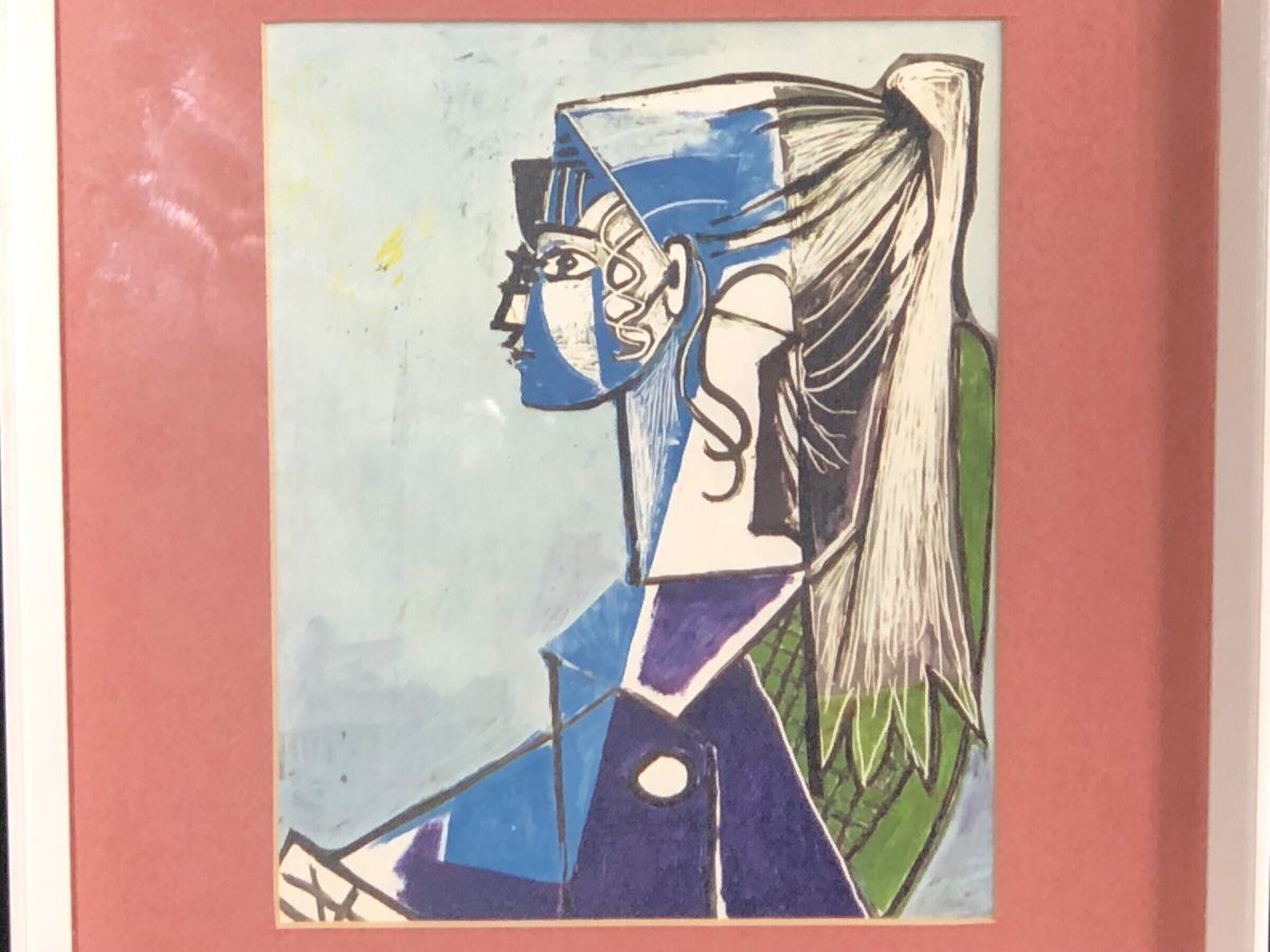 旧家 蔵出 アンティーク 骨董 絵画 東芝 ピカソの複製画 額縁 美術品 