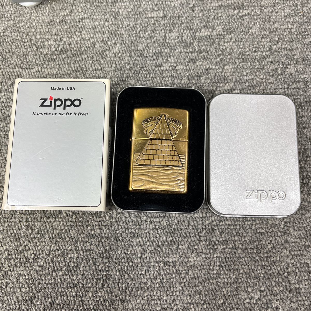 ZIPPO ジッポー 未使用　CARPE DIEM ピラミッド　フリーメイソン　元箱 DIEM ZIPPO フリーメイソン