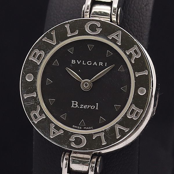 1円 稼働 良品 ブルガリ QZ BZ22S ビーゼロワン プッシュ式リューズ バングルウォッチ 黒文字盤 ラウンド レディース腕時計 7814400▼