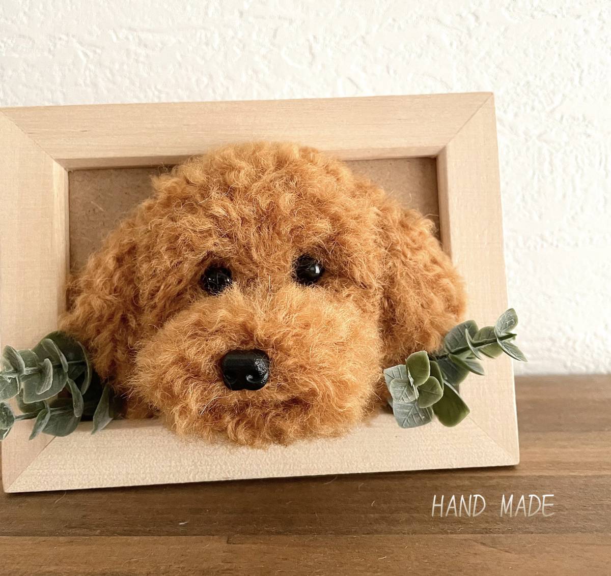 ☆ハンドメイド☆羊毛フェルト 額入り トイプードル レッド 犬