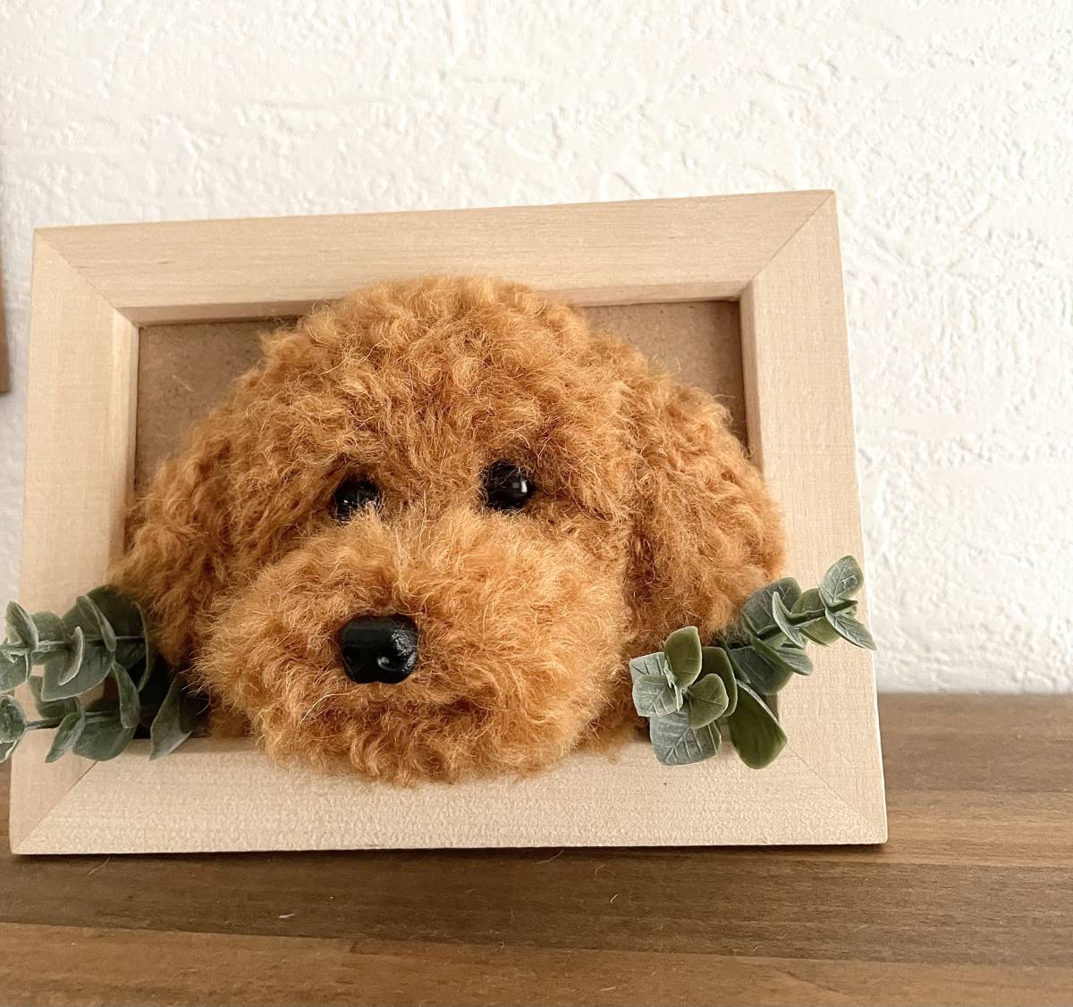 ☆ハンドメイド☆羊毛フェルト 額入り トイプードル レッド 犬 