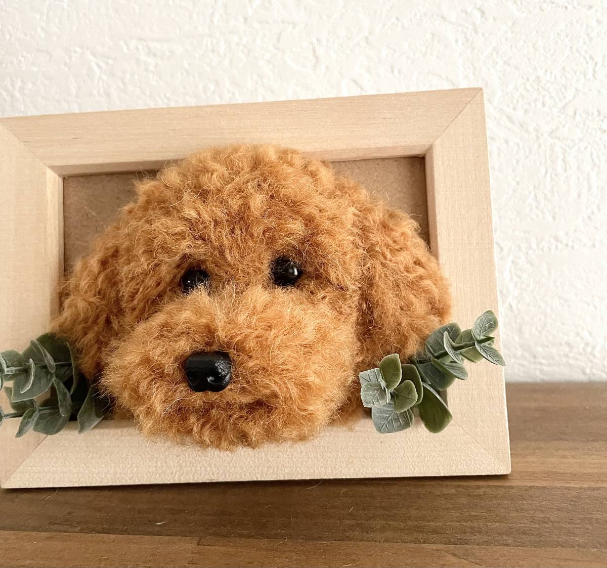 ☆ハンドメイド☆羊毛フェルト 額入り トイプードル レッド 犬