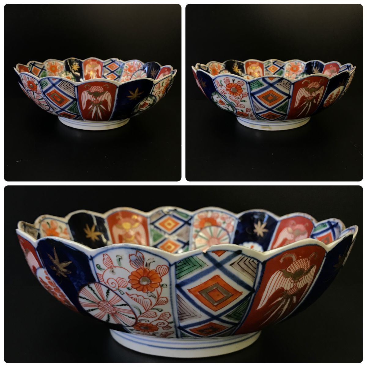 古伊万里 色絵 菊紋輪花鉢 伊万里【301-403#80】(色絵)｜売買された