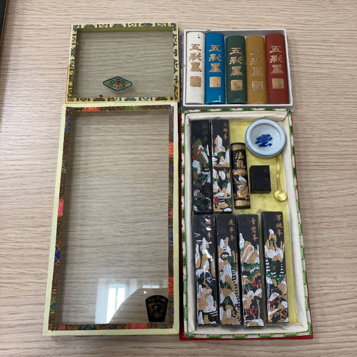 中国古墨 五彩墨 （書道用具 中国微墨 五彩墨 すくう 5本セット）