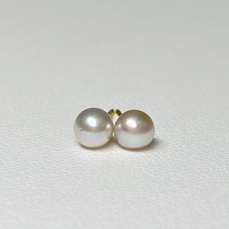 【絶品カラー ベビーパール4.5mm】K18 天然 あこや真珠 照り艶抜群 0.5グラム 直結ピアス アコヤパール アコヤ真珠 pearl jewelry 