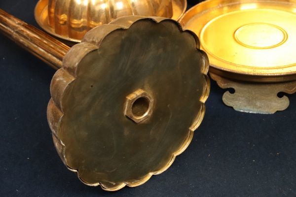 BA287 寺院仏具 真鍮製 燭台 一対 菊燈 さざえ 蝋燭立 仏具 菊灯 高さ