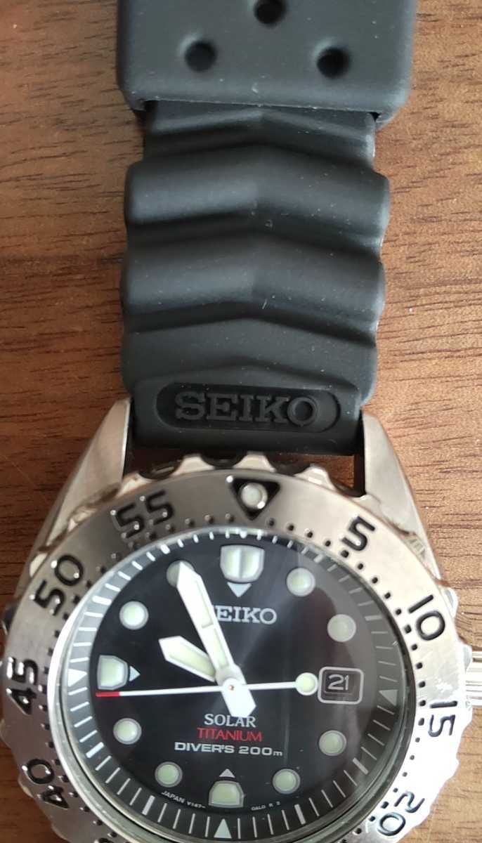 軽量チタン/比較的綺麗☆ソーラー稼働中/新品ベルト付☆SEIKO☆PROSPEX