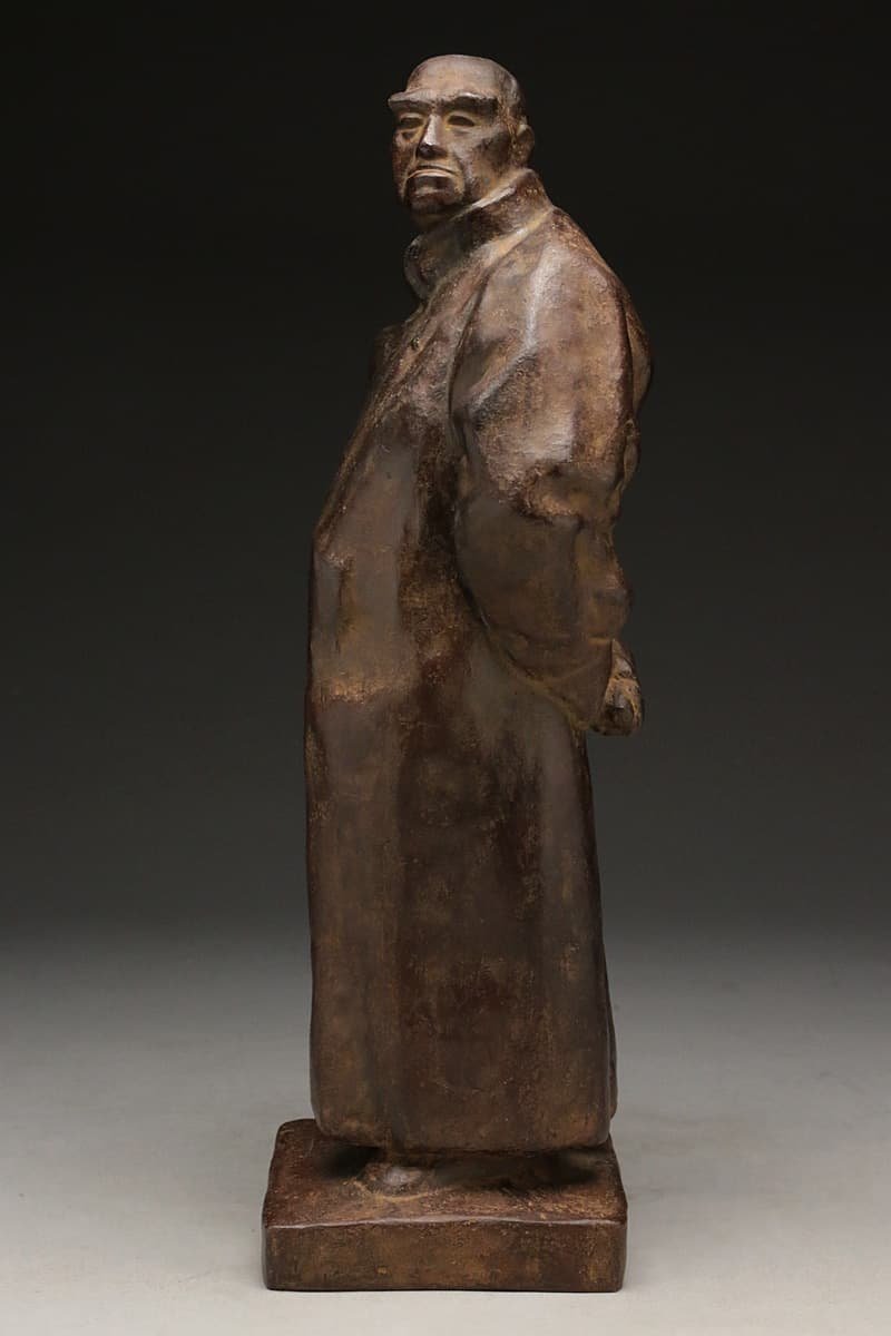 EI623 時代物 ブロンズ「銭屋五兵衛像」高35.5cm 重3.3kg・「人物像