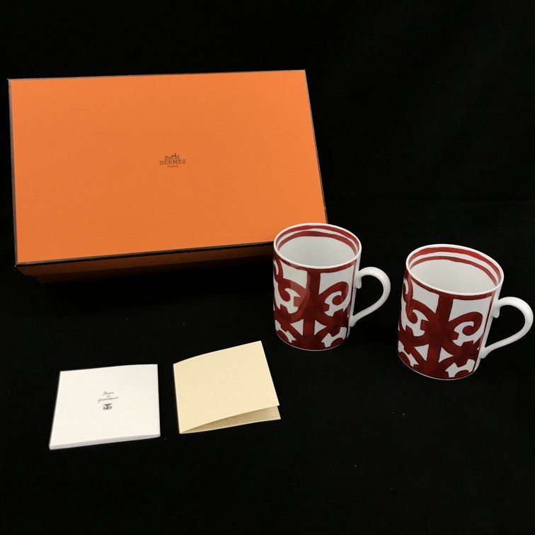 【BBAQ0009】HERMES エルメス　マグカップ ペアセット　箱付き