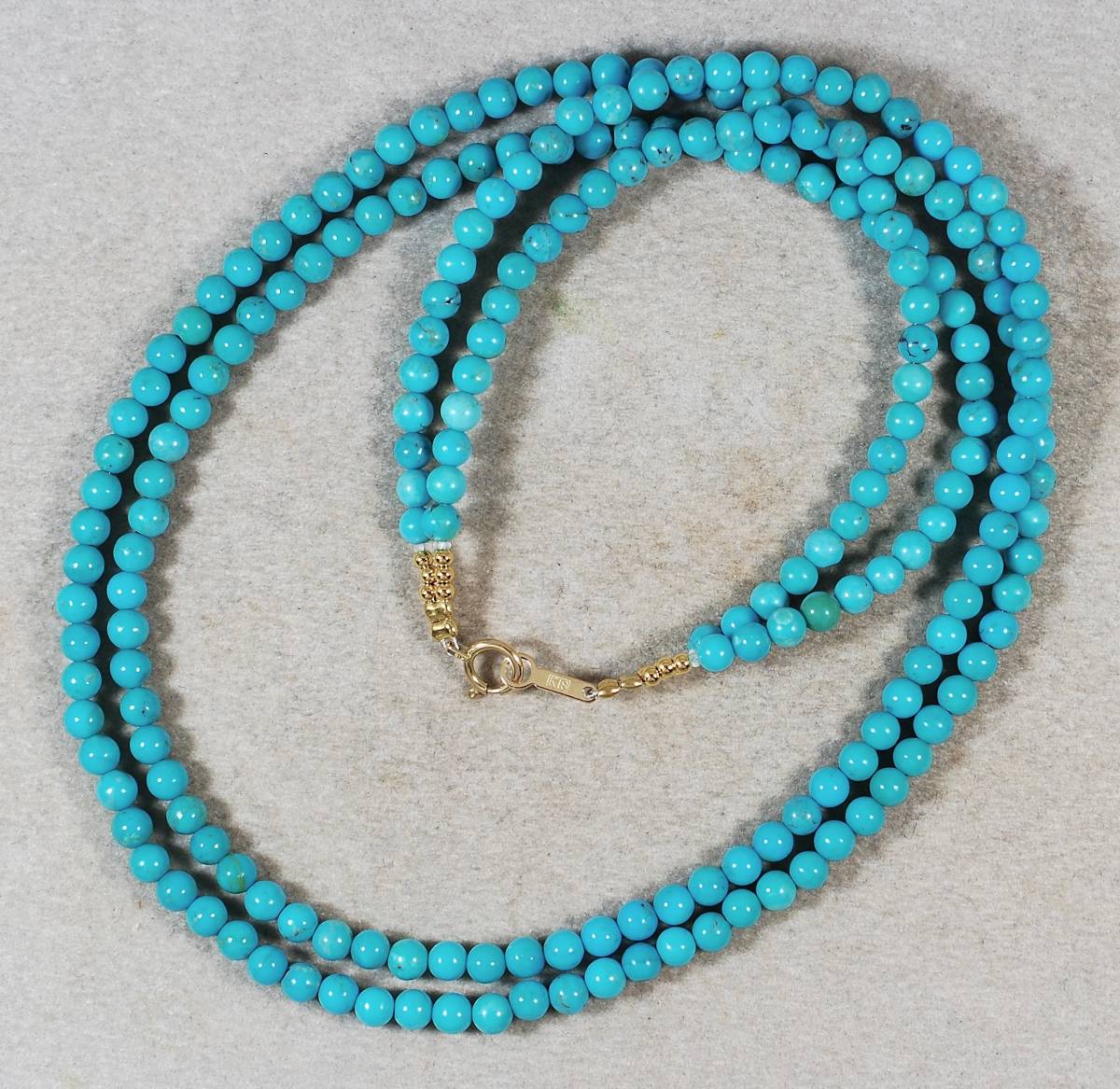 100~ソ付アリゾナ産2連ネックレス綺麗色艶照り良い！天然トルコ