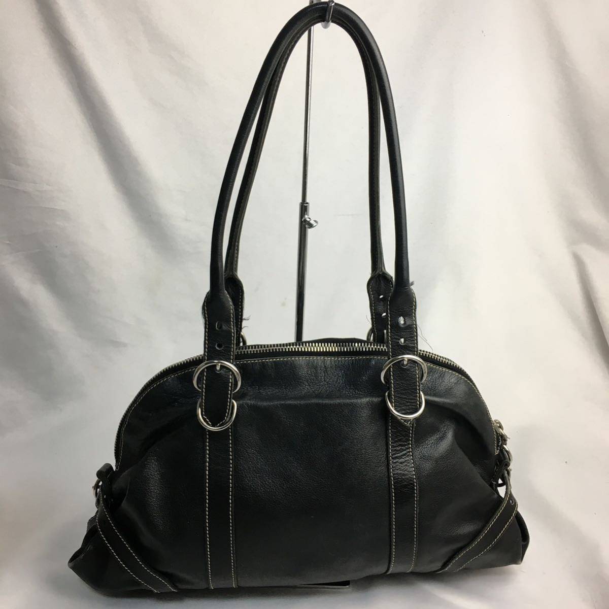 外観美品 PRADA プラダ トートバッグ 肩掛け エンボスロゴ ゴールド 