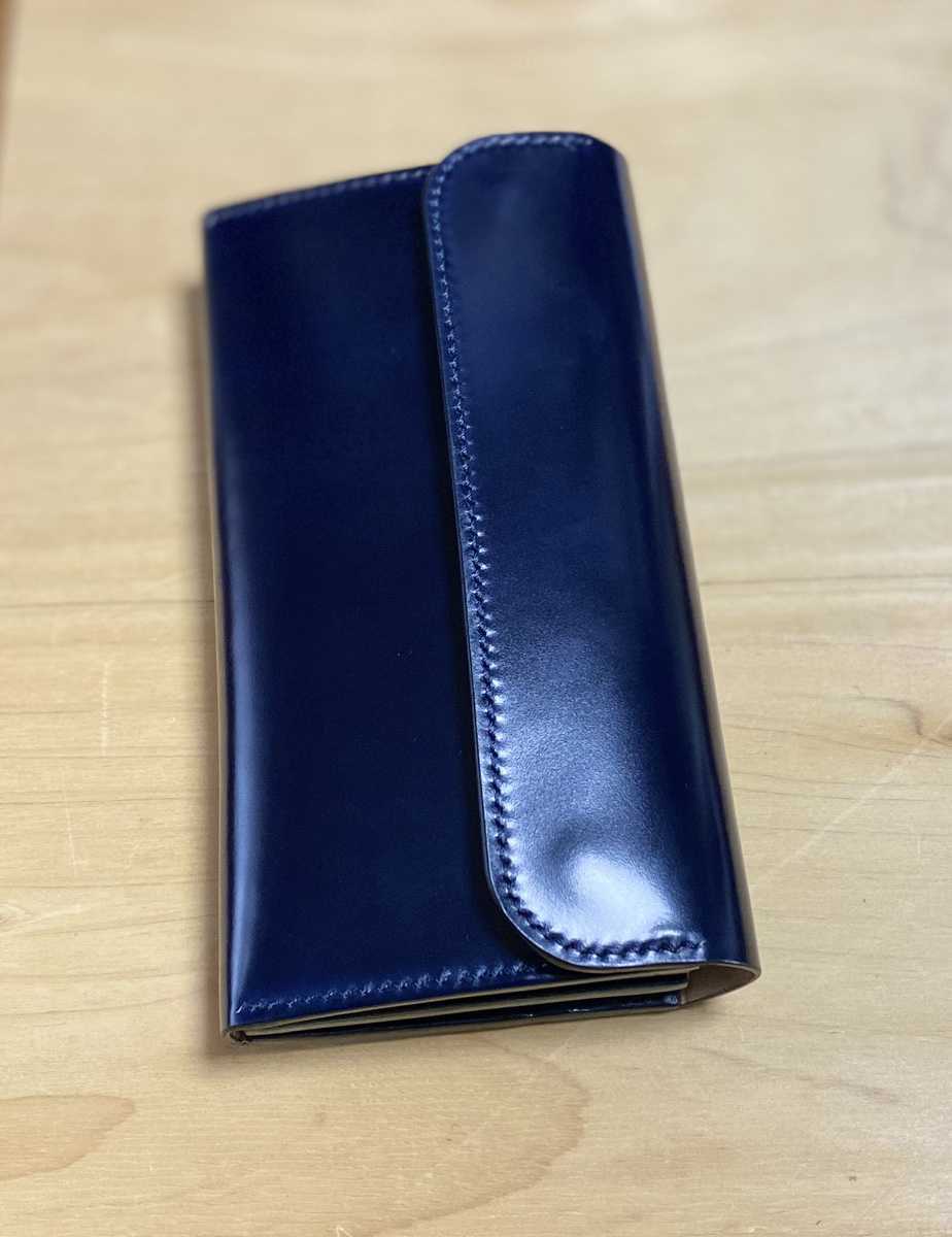 【送料無料】コードバン　ロングウォレット　レーデルオガワ　ネイビー　ブログ更新中solorileather.blog.jp 