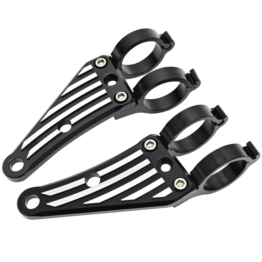 35mm ヘッドライトステー CNC アルミ削り出し ヘッドライト ステー ブラック 汎用 フロントフォーク ウインカーステー SR400 SR500