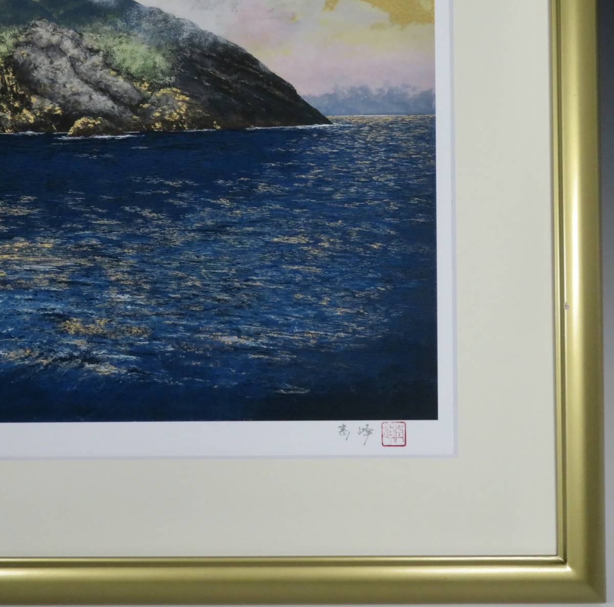 笠青峰、【飛翔】、希少な額装用画集より、新品額装付、状態良好 SAKURAYA】アート作品 真作保証【沖ノ島 限定100部/笠青峰】シルク