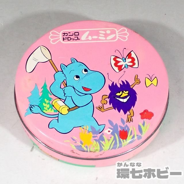 レア　カネボウ　お菓子缶　ムーミン　昭和レトロ 1RC4◇当時物 カンロ ドロップ ムーミン 缶 容器/昭和レトロ 駄玩具