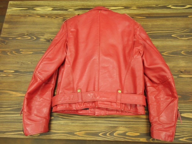 42 オールド VANSON C2 ライダース 赤色系 レザー ジャケット 革ジャン 
