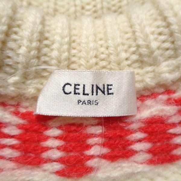 セリーヌ CELINE 長袖セーター サイズXS - アイボリー×ネイビー×レッド