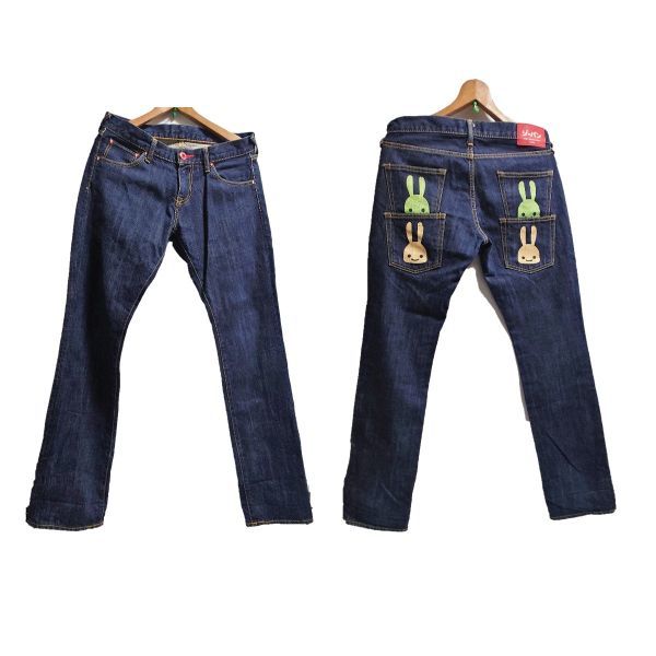 CUNE キューン 4うさぎペイント デニム パンツ レディース Lサイズ  