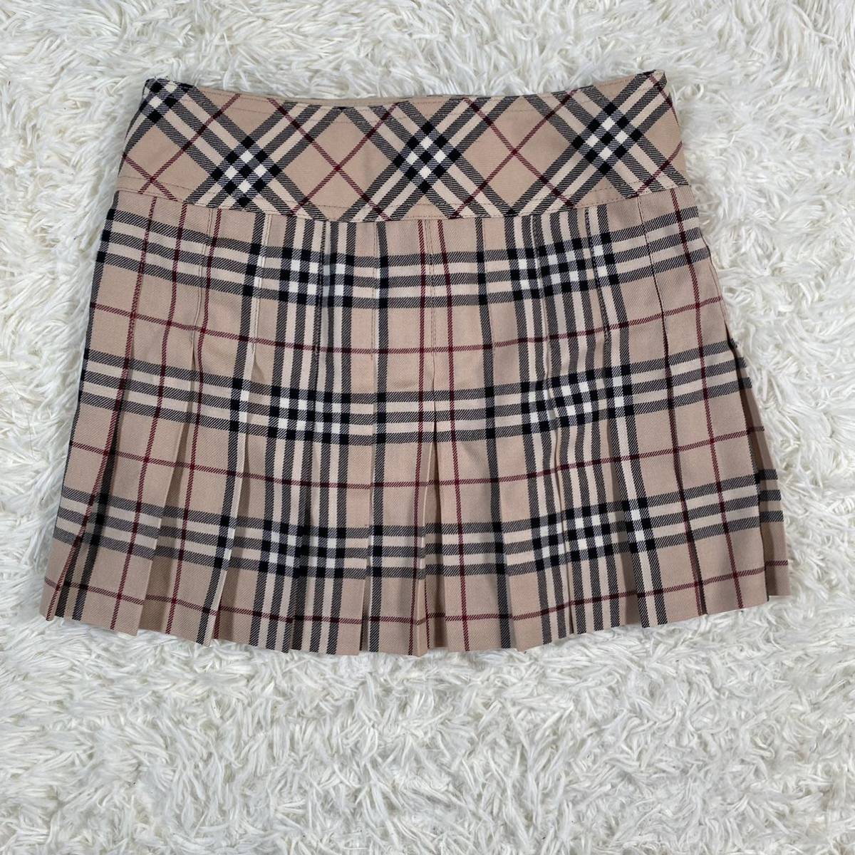 1スタ】美品 BURBERRY バーバリー ノバチェック ミニスカート 牛革  