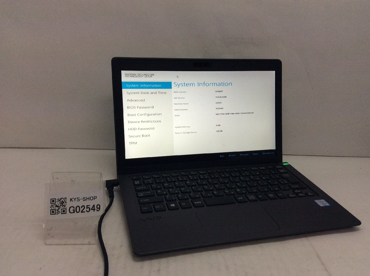 ジャンク/ VAIO VJS111 Intel Core i3-6100U メモリ4.1GB SSD128.03GB