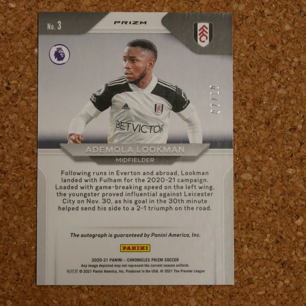 panini chronicles prizm soccer Ademola Lookman 10シリ パニーニ 