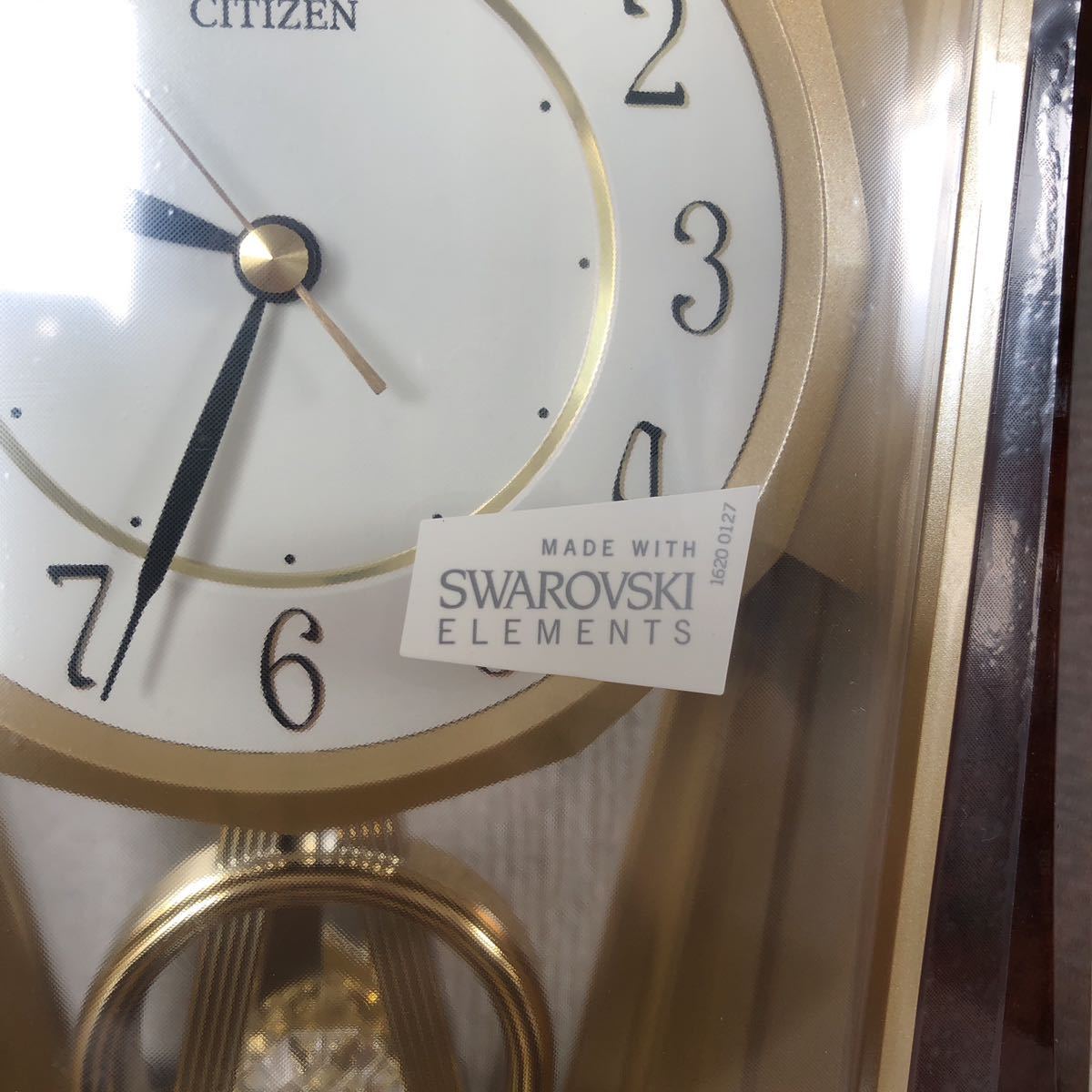 CITIZEN クォーツ 振り子付置時計 スワロフスキー SWAROVSKI ELEMENTS  