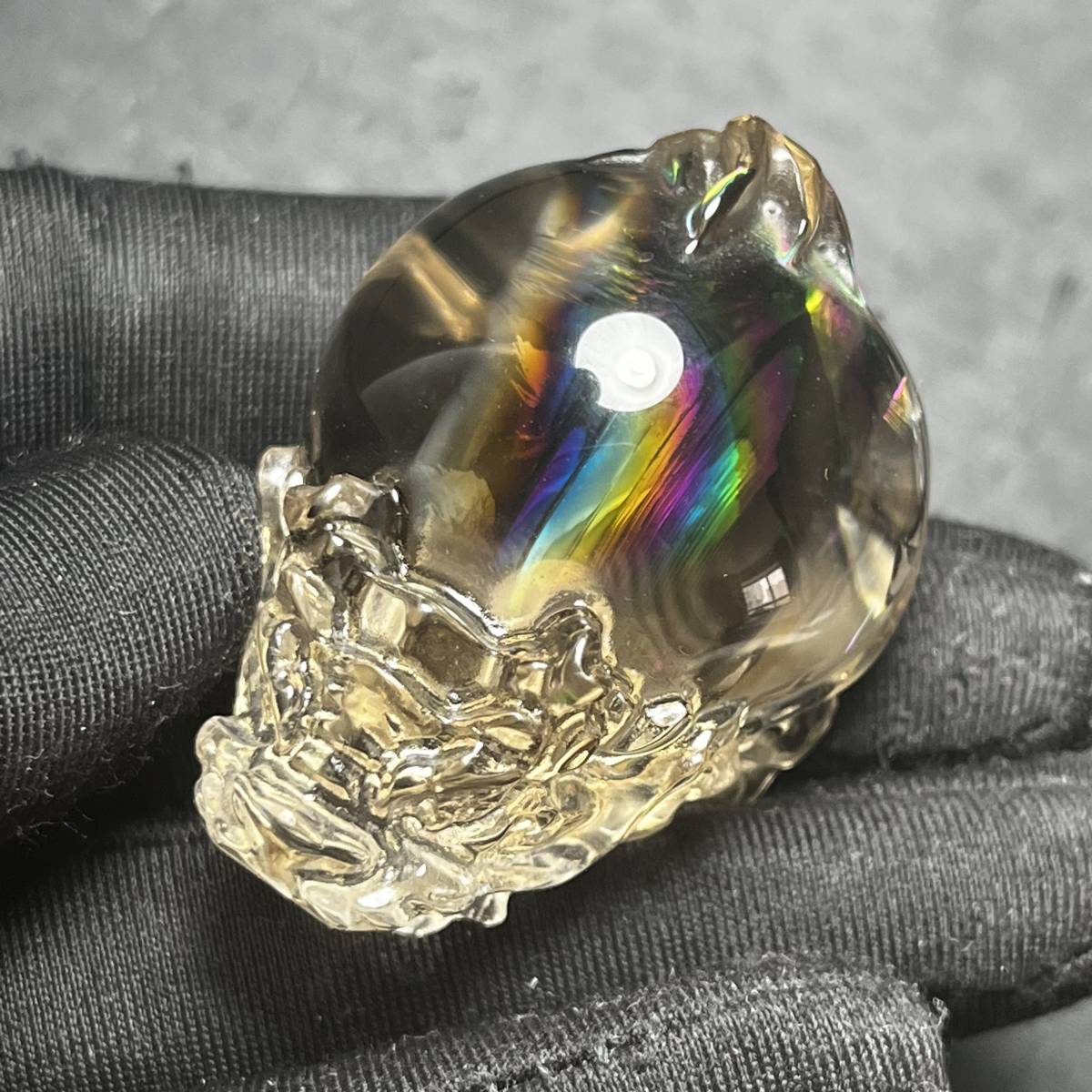 高品質 マダガスカル産ローズクォーツ 龍亀（ロングイ） 置物1.5kg 高