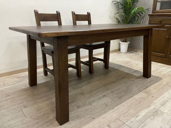 オランダ民芸家具 オーク無垢 高級ダイニング5点セット 約40万円