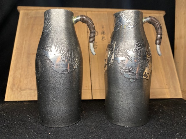 錫半 本錫 酒器揃い 8点セット ちろり 酒盃 ぐい呑み 共箱 栞
