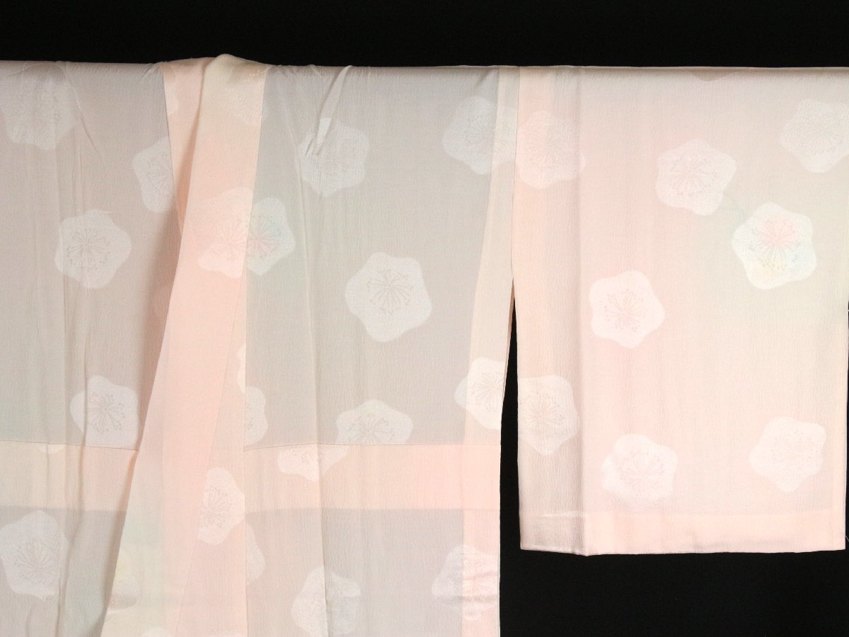 正絹長襦袢「暈し花地紋」生地：薄手　裄：66cm　e3-191