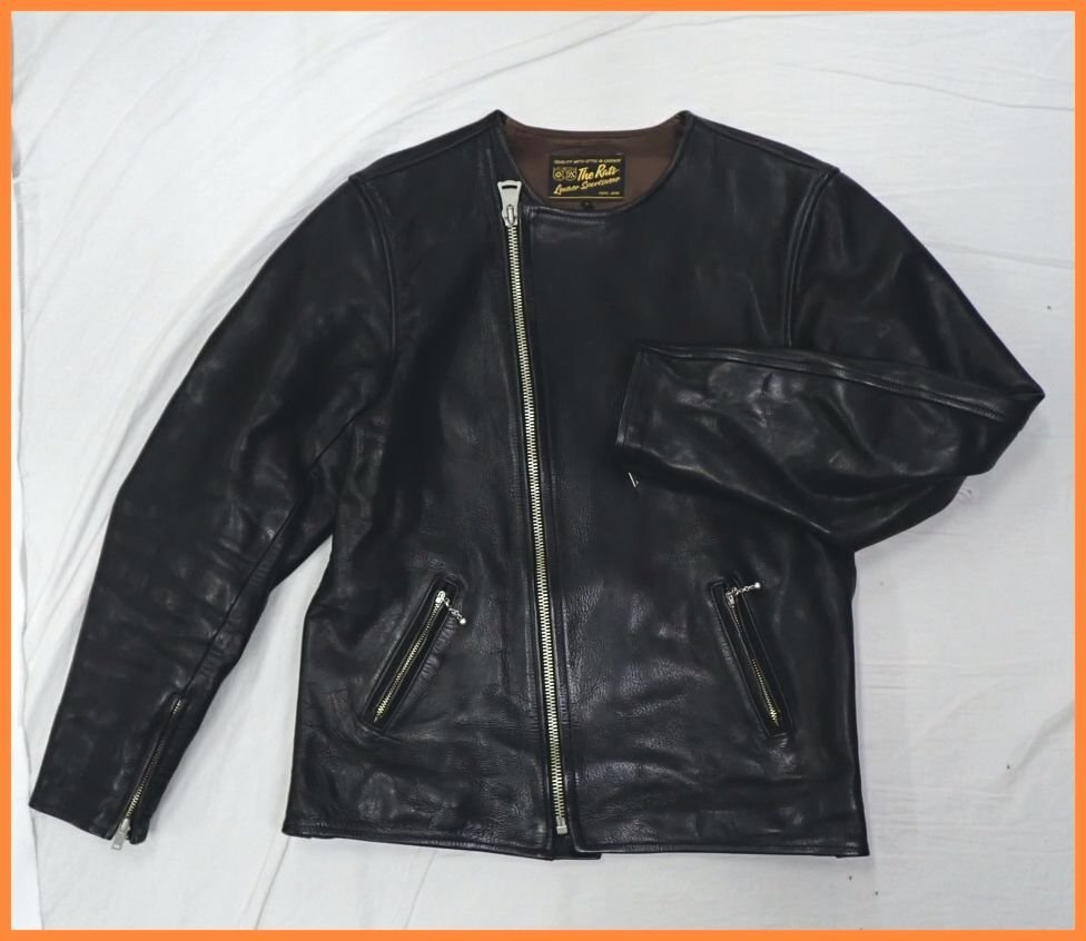1円 RATS/ラッツ LEATHER INNER JACKET ノーカラーライダースジャケット メンズL/ブラック/カウレザー/18'RJ ...