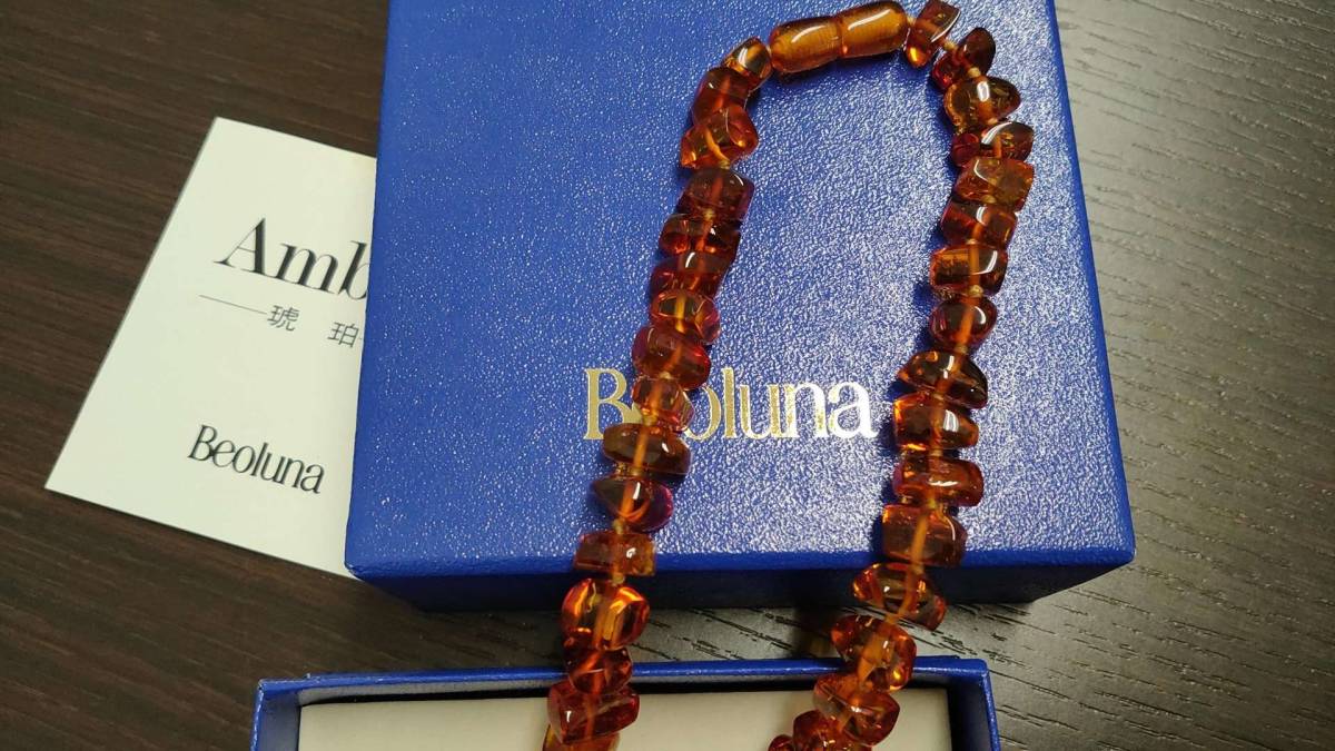 16620【美品】久慈琥珀ブローチ Beoluna 琥珀ネックレス 2点セット 
