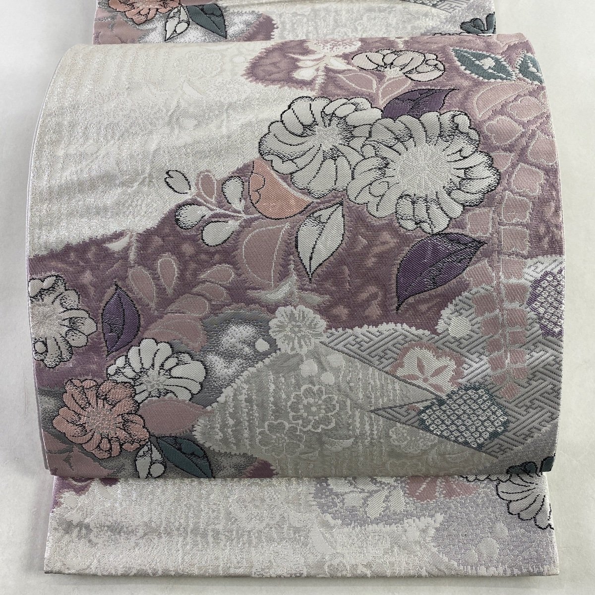 袋帯 美品 秀品 辻ヶ花 銀糸 箔 銀色 六通 正絹 【中古】 【公式通販】