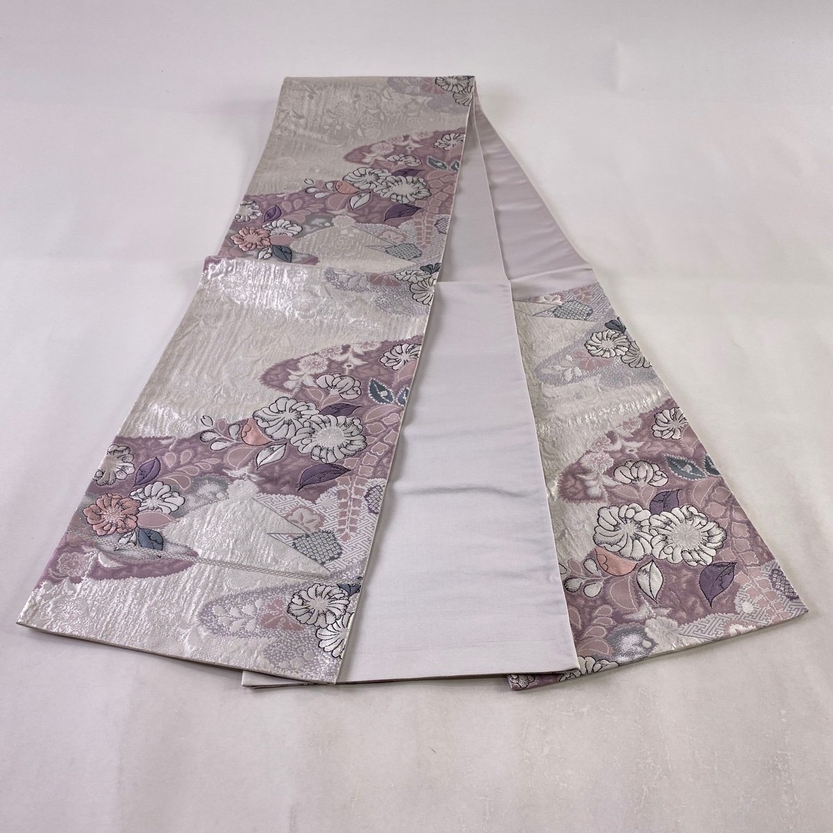 袋帯 美品 秀品 辻ヶ花 銀糸 箔 銀色 六通 正絹 【中古】 【公式通販】