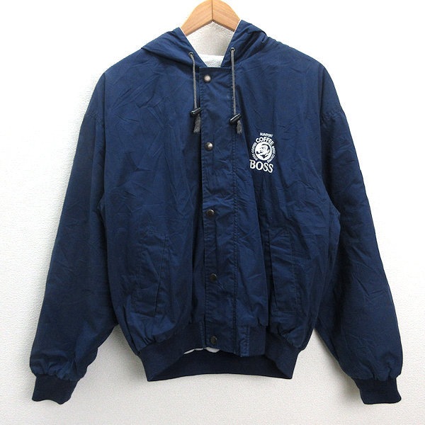 s■サントリー/SUNTORY BOSS ORIGINAL DESIGN フード付きジャケット JKT【L程度】紺/MENS/94【中古】
