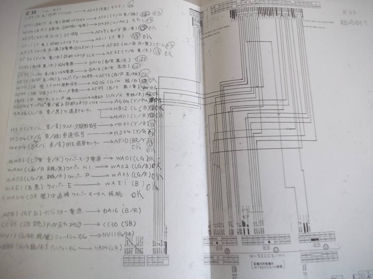 日産 R32 スカイライン HCR32 RB25DET エンジン載せ替え 配線図 自作